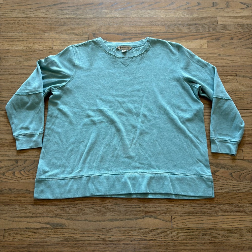 Coldwater Creek Womens Petite Medium Aqua Blue Crewneck Sweatshirt